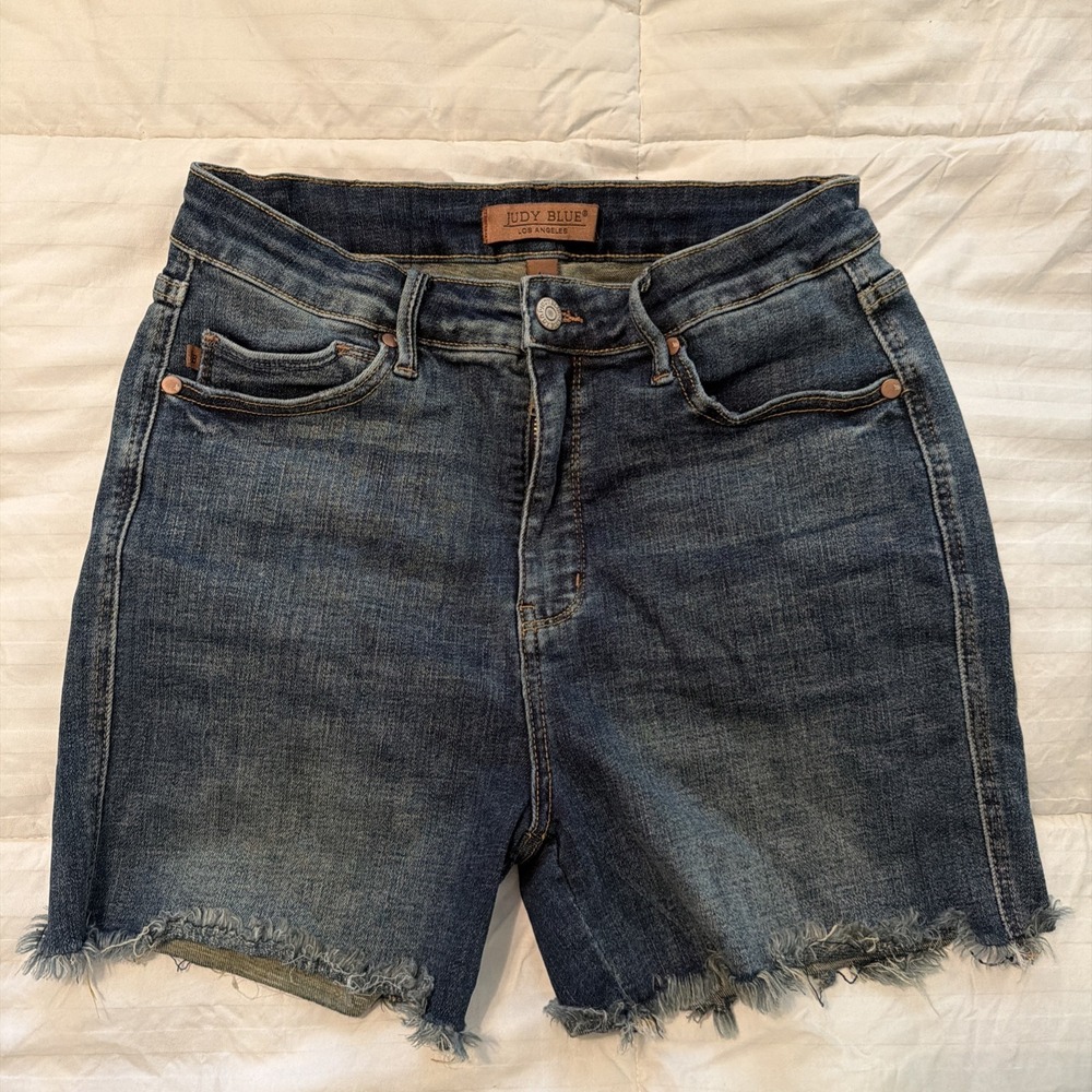 Womens Judy Blue Jean Shirts Dark Cutoff Size Large